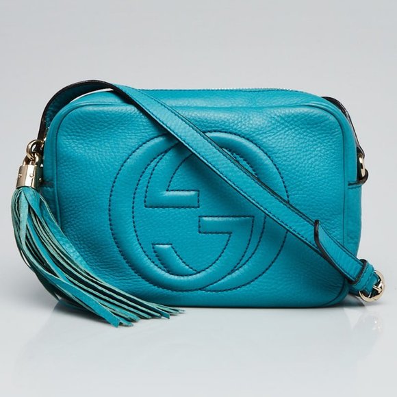 Gucci Handbags - *SALE! Gucci Light Blue Pebbled Leather Soho Disco